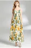 Женщины базовые повседневные платья летние желтые розовые спагетти ремешки богемные платья женское v-образное рукаворное изящество цветочное принт Слим-талия вечернее платье длинные одежды 2024