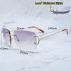 Wire C Solglasögon Rimless Carter Sun Glasses Big Square Luxury Desiger Mens Decoration Driving Shades Eyewear Trending Product Gold Frame