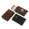 Wallets Genuine Leather For BPPLE Airtag Case Multi-card Men Wallet Holder Vintage Purses With Money Clips 288j