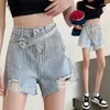 Frauenshorts Sommer Ripped Jeans Kurzer Femme High Taille Quasten Y2K lässige Unterteile für Damen Denim Clothing Fashion