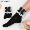 Chaussettes de style japonais Ruffles Cotton chaussettes en coton Series JK Love Love Dark Pattern Bow Lolita Cute Girl Kawaii