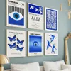Apers Blue Bauhaus Matisse Andy Warhol Butterfly Plant Wall Art Canvas Målningsaffischer och tryckning för vardagsrumsdekoration J0505 J240510