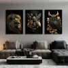 Wallpapers Black en Gold Eagle Lion Canvas Metal Poster Wall Art Noordse herten Tiger Wolf Swan Woonkamer Decoratie J240505