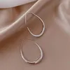 Boucles d'oreilles de cerceau mode or argent couleur géométrique ovale pour les femmes de bijoux de mariage de fête de la fête de la fête simple