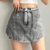 Gonne con pantaloncini di jeans asimmetrici a catena Shorts Streetwear Summer Streetwear Fashion Korean Sexy Casual High Waist Girls 2024