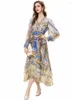 Sıradan elbiseler dldenghan yaz uzun elbise kadınlar v yaka fener kılıf kristal indie folk baskı moda tasarımcısı