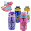 480ml Kids Kids Sippy Cup Water Garrafs Creative Cartoon Feedinging Cups com palha e tampas à prova de derramamentos de crianças portáteis Drinkware 240422