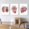 Anatomia sztuka medyczna malowanie płótna kwiaty Organiczne serce i płuca drukowanie edukacji szpital ścienne obrazy domowe Dekoracja J240505