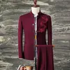 Herenpakken Casual jas trend modieus slanke fit geborduurd pak set staande kraag Zhongshan