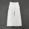 Pantaloni da donna estate 2024 donne stratificate gamba dritta cerniera ampia moda largo donna ad alta vita