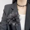 Бруши ретро ткань большой цветок для женщин шифоновый перо корсаж лацек булавки моды