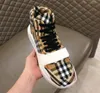 Vintage Check Cotton Sneakers Luxury Striped Designer Men Femmes Femmes Striped Chaussures Lacet-Up Plateforme de chaussures décontractées