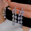 Dangle Earrings XUYE Shine Cubic Zirconia Long Water Drop For Ladies Korean Fashion Statement Jewelry Eardrop