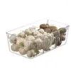 Storage Bottles Food Bin With Dividers Transparent Box Handle Divider Non-skid Bottom Vegetable For Fridge Fruits