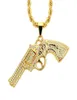 Collier de pistolet de pistolet hip hop pendentif en ruine glacé gold couleur charme bling bling bijoux long chain cubain 6030364