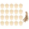 Estatuetas decorativas 20 PCs Penas de decoração de pinheiro de pinheiro de madeira (20pcs) Decorações de árvores Desenho de ornamentos de graffiti chips