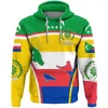 Hoodies masculins Africa Comoros Map Flag 3D imprimé pour hommes vêtements patriotiques Tracksuit National Emblem Sweats graphiques