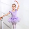 Filles Ballet Dance tutu robe enfants enfants courts / longues manches tulle bowknot gymnastique justaucorps banc de balle core d'anniversaire porteur 240426