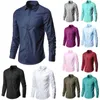 Camisas casuais masculinas lazer de lazer de lapela cor de mangas compridas blusa