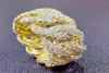 Visisap All Circle Full Stone Gold Kolor HIPHOP Pierścienie dla mężczyzn Luksusowy błyszczący pierścień imprezowy Rozmiar 7 do 13 H04014553426