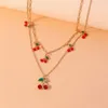 Charcker Fashion Red Cherry Colar para Mulheres Festival Girl Festival Jewelry Gifts