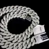 Aangepaste enorme hiphop ijs uit sieraden 25 mm 925 Silver Moissanite Miami Cuban Link Chain