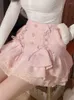 Gonne femminili da donna in pizzo lolita mini gonna alta bendaggio coreano elegante dolce casual giapponese Kawaii femmina 2024