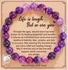 Strand Pink zebra Purple Purple Agate Bracciale Naturale Stone Forma Attrema adatta come regalo di compleanno di San Valentino