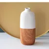 Wazony minimalizm drewno/ceramiczne splicing wazon sztuczny kwiat dekoracyjne garnki biurka