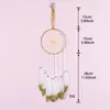 Decorative Figurines Handmade Woven Dream Catching Net Pendant Gold Lacquer Feather Harajuku Wall Hanging White Wind Chimes