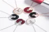 Real 925 Silver Silver Red Black Agate Amulet Round Cercle Pendant Collier Rose Gold Colliers pour femmes9020654