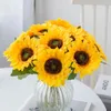 Decorative Flowers 5Pcs Of Artificial Silk Sunflowers Family Room Vases Christmas Wedding Decorations Gardens Bonsai Accessories Scrapbook