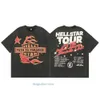 Hölle T -Shirt Designer Star Shirts Grafische Tee Tops Kleidung Hipster gewaschener Stoff Haikyuu Street Graffiti Schriftziile Druck Vintage Schwarz Lose Fit Man Kleidung