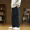Pantaloni da uomo 2024 uomini cargo cotone dritto gamba larga oversize maschile in stile coreano tasche di moda grandi dimensioni casual