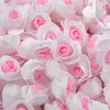 Fleurs décoratives 100pcs 3cm mini double couleur artificielle PE mousse de rose têtes de fleurs pour décoration de mariage artisanat à la main