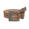 Ceintures femelles Cowgirl Belt Square Boucle Fashion en relief Western Western