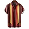 Herren lässige Hemden Herren Vintage Sommer Übergroßer Streifen Kurzarm Hemd Bluse Hagart Button Down Tops Strand Männer