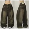 Street Fashion Multi Pocket Wash Bag Jeans for Men and Women Y2K Hip Hop Harajuku Casual Gotic High Taille Brede broek 240429