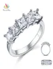 PAW Star Princess Cut Five Stones 125 CT Solid 925 Серебряный серебряный серебряный свадебный кольцо кольца CFR8072 2105067934840