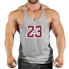 Herentanktops Nieuw merk 23 Gym Tanktop Men Kleding Heren Bodybuilding Tanktops Zomergymkleding voor mannelijke Slveless Vest Shirts T240506