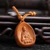 Keychains 1PC Wood Carving Buddha Pendant Keychain Lucky Jewelry Buckle Unisex Chinese Keyring For Car Bag Key Holder