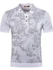 男性Tシャツ夏のシルクZilliプリントボタンカジュアル通気性ニット半袖Tシャツ