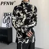 Camicie casual maschile Pfnw 2024 Tide Spring Fashion Dark Shirt Shirt Rughe High Collar Long Pullover Pullover Print Stampa China-Chic 12P1103