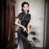 Vêtements ethniques de haute qualité Real Silk Qipao Cheongsam Top jupe élégante mince robe de soirée