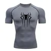 Camisa de compressão Men Fitness Gym Super Hero Sport Running Tshirt Rashgard Tops Tee Rápida Manga curta seca para 240416