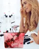 Kosmetiska väskor marmor textur röd stor kapacitet rese påse bärbar makeup förvaring påse kvinnor vattentät multifunktionell penna fodral