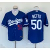 Dodgers Elite City Betts#50KERSHAWXW22 Niebieski biały czarny szary haft haftowy