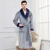 Women's Sleepwear Plus Size 3XL 4XL Men Flannel Robe Thick Warm Long Bathrobe Nightgown Winter Coral Fleece Casual Nightwear Home Wear