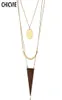 Chicvie Neuankömmlinge Dreieck Holz Anhänger Schichten Halsketten Femme Vintage Accessoires Halsketten Anhänger für Frauen SNE1700277084067