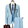 Herrenanzüge Kleidung für Männer Blazer 2 Set formelle Hochzeitskleidertuxedoanzug Elegante 3 Stück Luxus -Businessjacken Weste Hosen